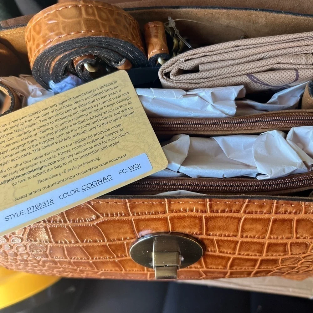 Patricia Nash Croco-Embossed Ellora Multi Compartment Crossbody/ Cognac - Picture 7 of 10